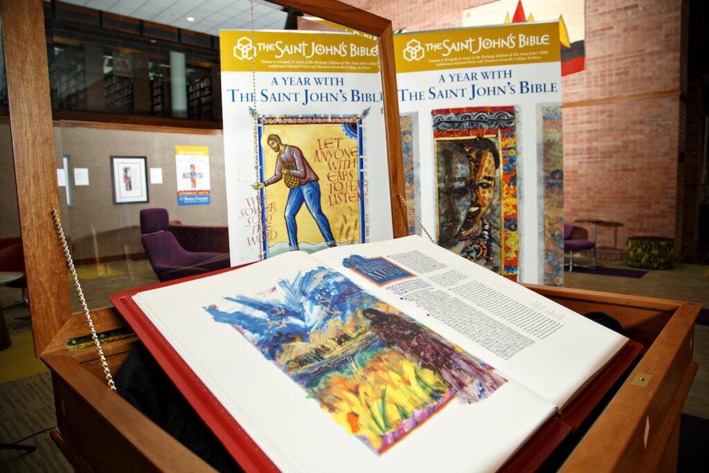 St. John's Bible on display in Hutchins Library