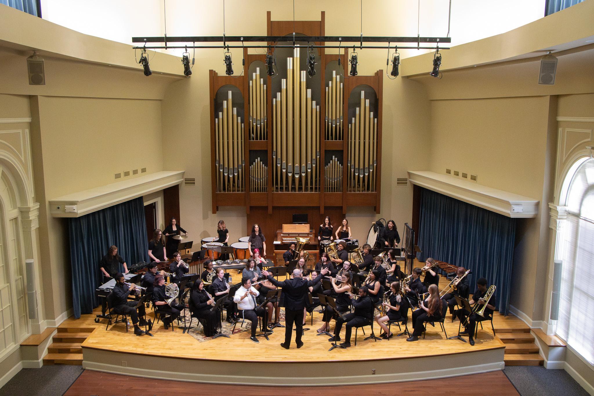 Berea College Wind Ensemble in Gray Auditorium, Presser Hall